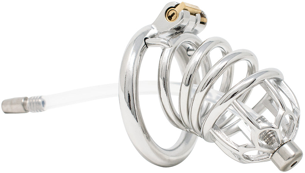 JTS S206 XL chastity device with a urethral tube and circular ring