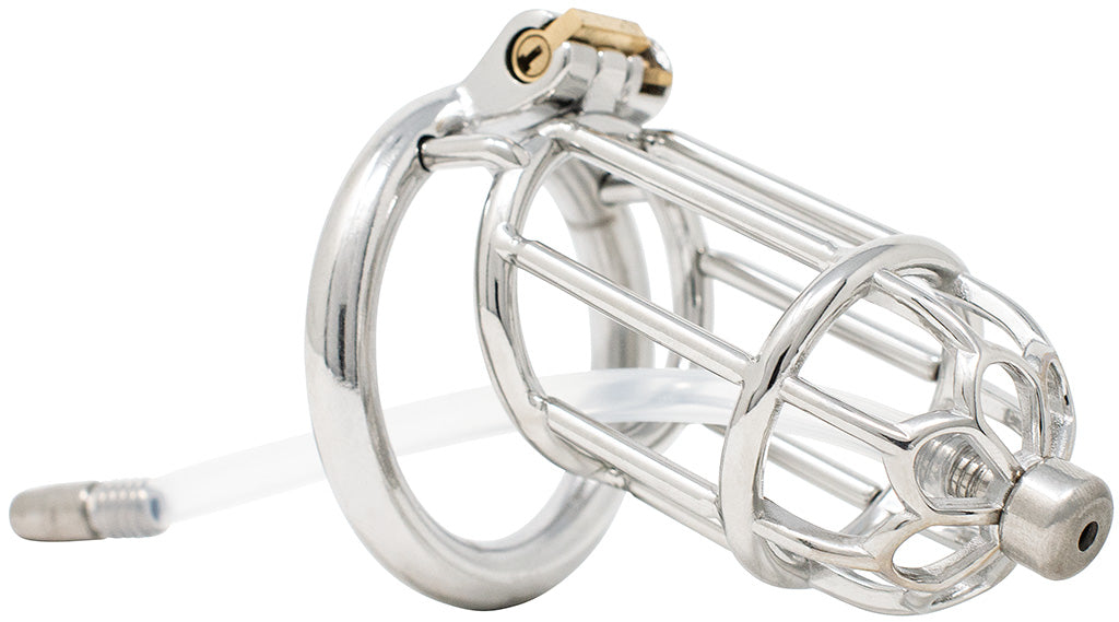 JTS S206 XXL chastity device with a urethral tube and circular ring