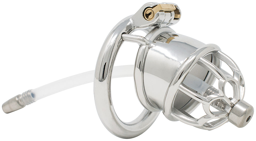 JTS S208 standard chastity device with a urethral tube and circular ring