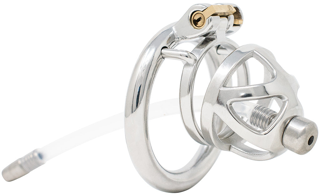 JTS S210 medium chastity device with a urethral tube and circular ring