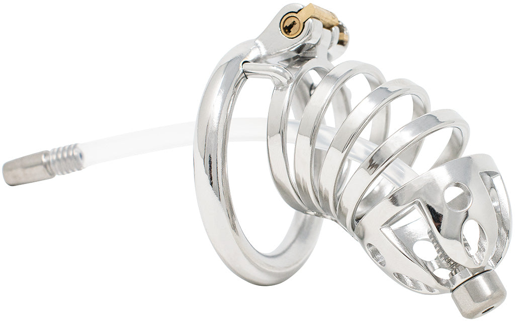 JTS S214 XXL chastity device with a urethral tube and circular ring