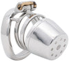 Steel JTS S217 large male chastity device with a curved ring