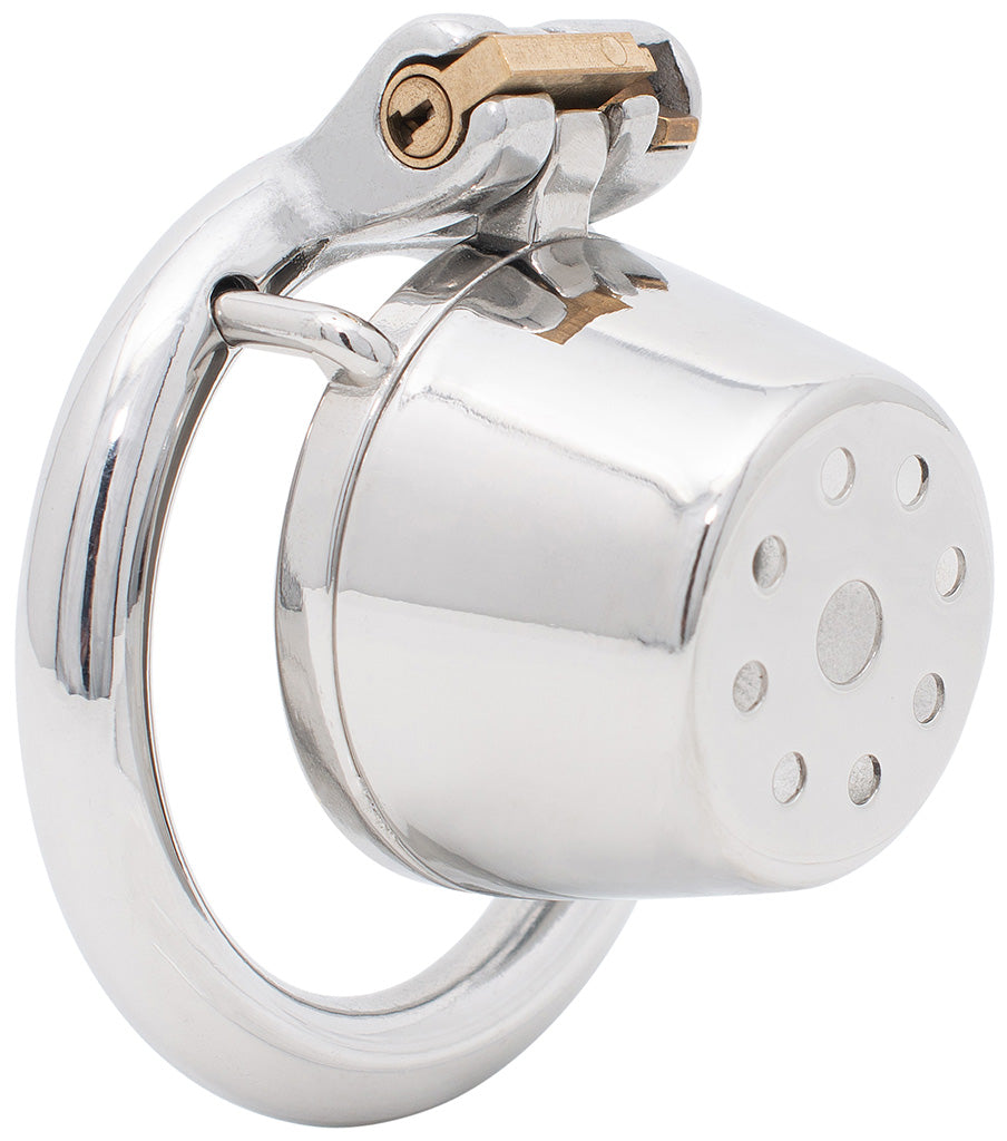 Steel JTS S217 small male chastity device with a circular ring
