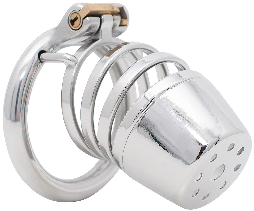 Steel JTS S217 XL male chastity device with a circular ring