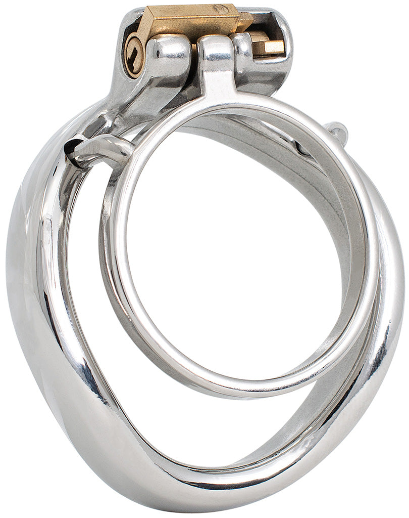 JTS S230 stainless steel flat cock ring with a curved back ring.