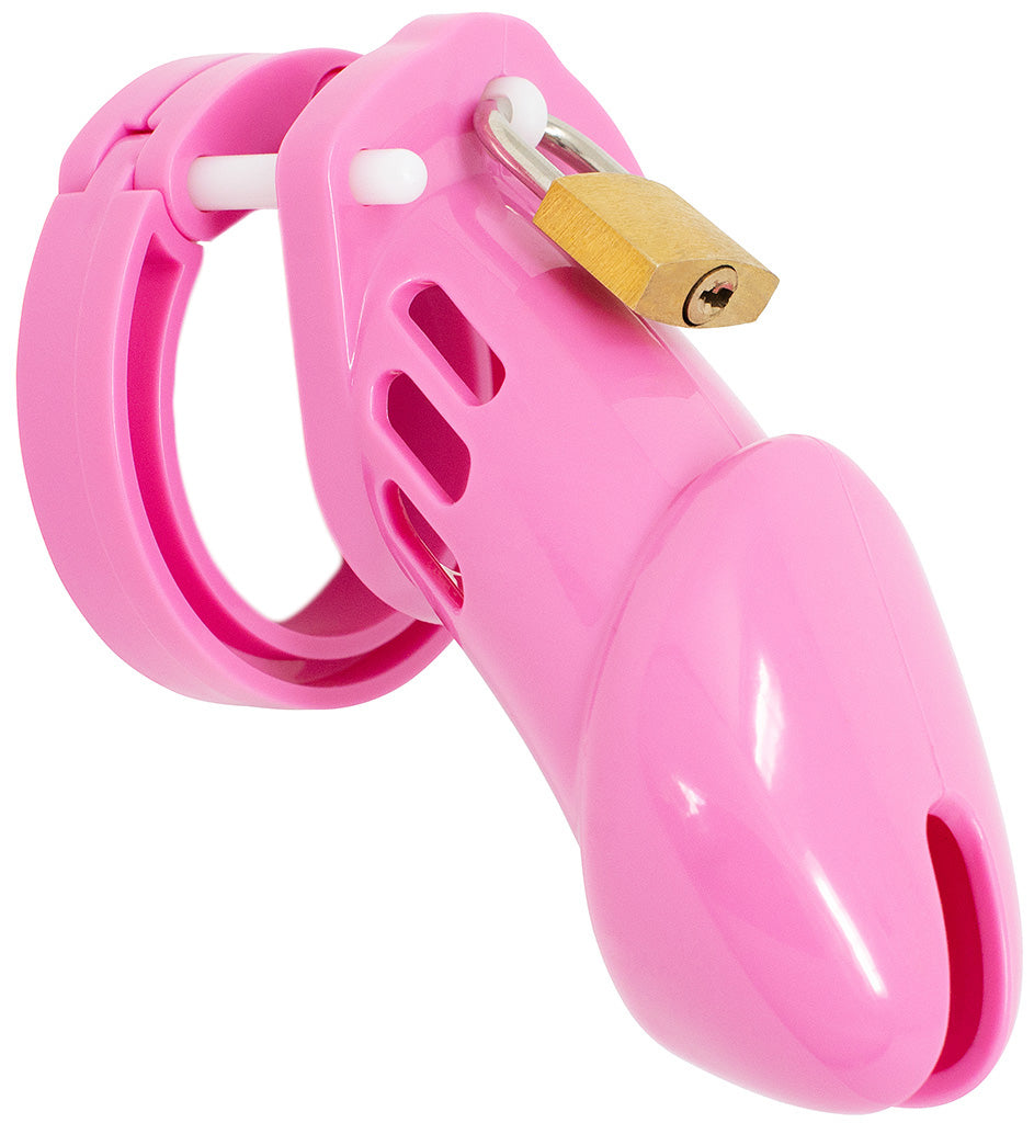 Pink HoD600 plastic male chastity cage.