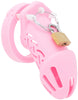 Pink HoD601 silicone chastity cage with a padlock.