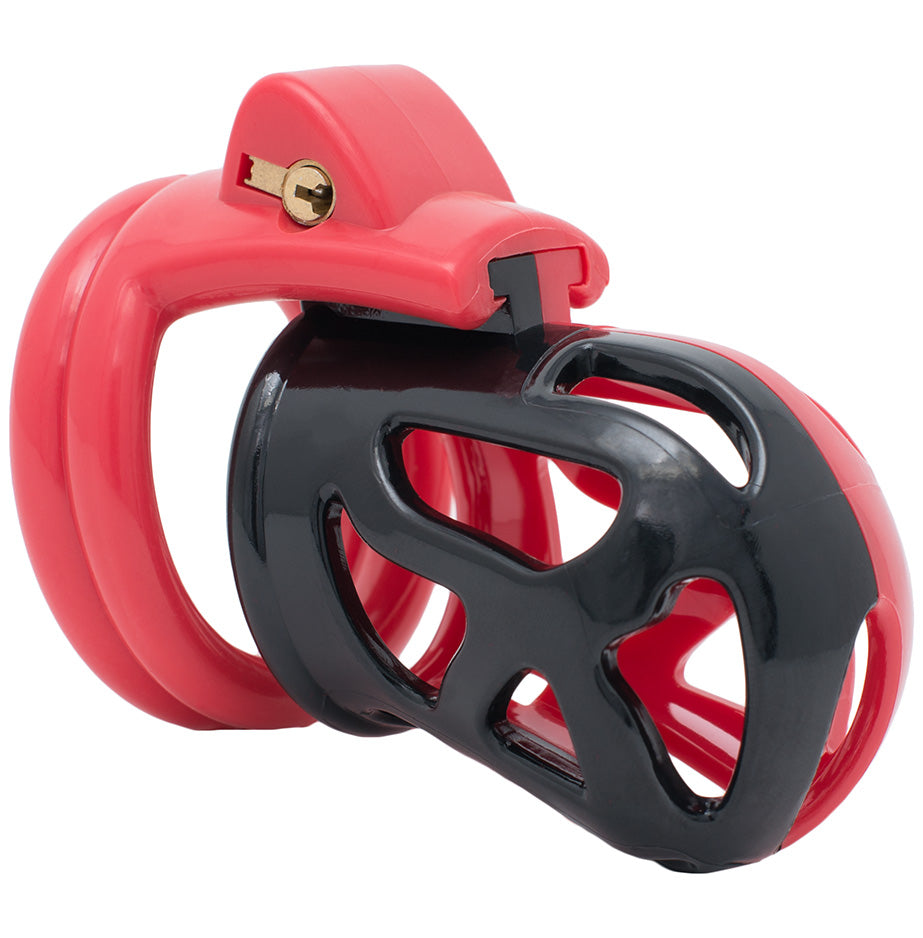 Red and black HoD228 chastity cage