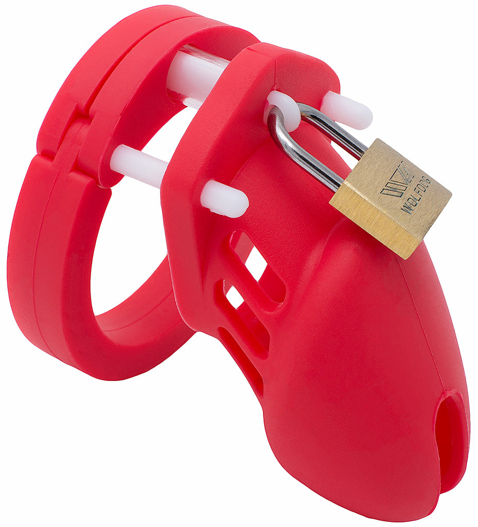 Red small HoD600S silicone male chastity device