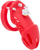 Red HoD601 silicone chastity cage with a one time use numbered zipper lock.