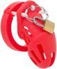 Red HoD601S silicone chastity cage with a padlock.
