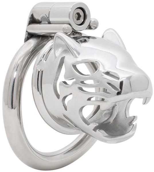 The Cub chastity cage with a hex screw lock in small size with a circular back ring.