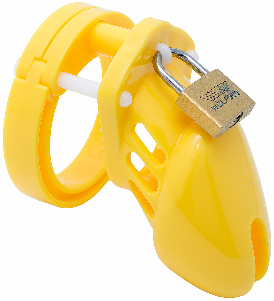 Yellow small HoD600 male chastity device